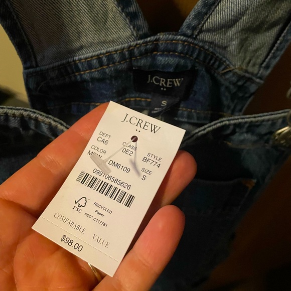NWT J. Crew Denim Overalls Shorts Size Small - Picture 3 of 3